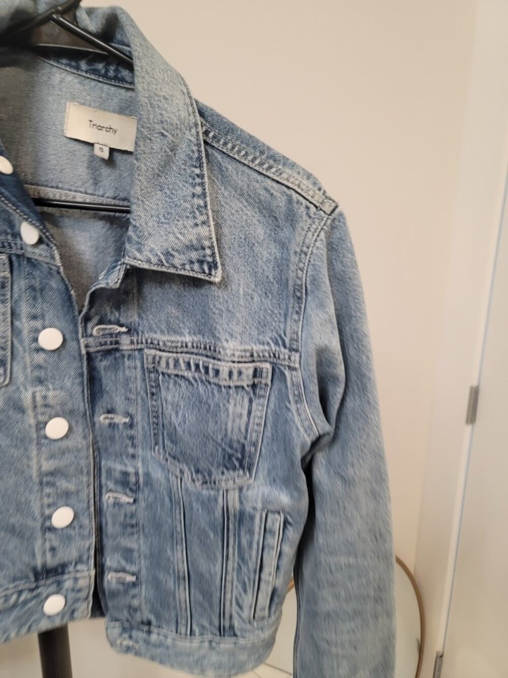 Triarchy Jacket Womens Small Trunker Button Front Denim Jean Jacket Blue - Picture 2 of 8